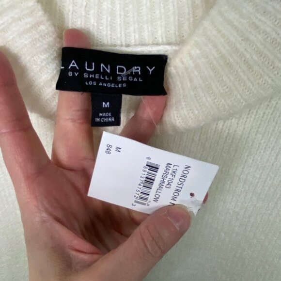 NWT Nordstrom Laundry Shelli Segal Extended Shoulder Knit Sweater White Medium M - Picture 4 of 10